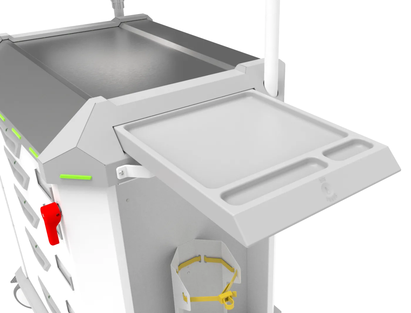 Carrinho de emergência BCT Basic Cart 001 da Udow Tecnologia, acabamento cinza