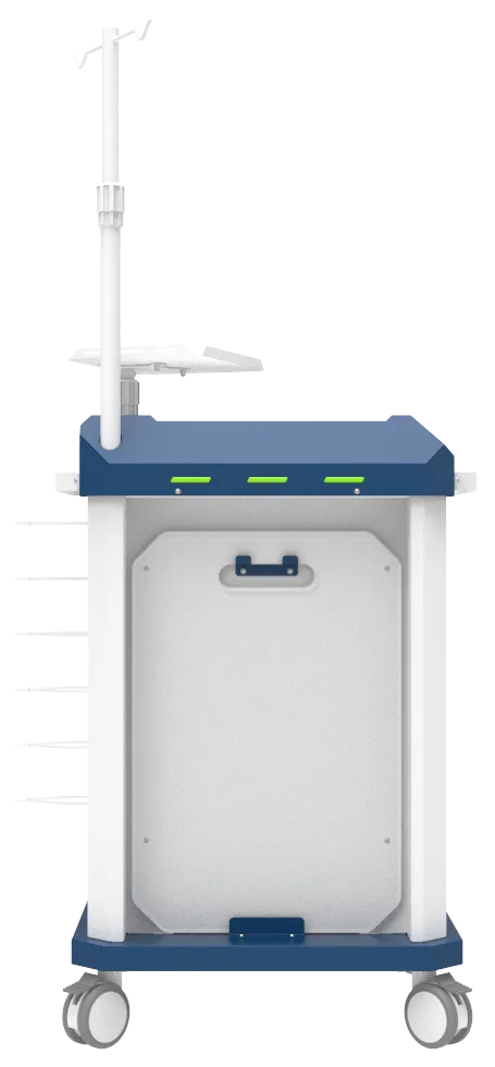 Carrinho de emergência BCT Basic Cart 002 da Udow Tecnologia, acabamento azul
