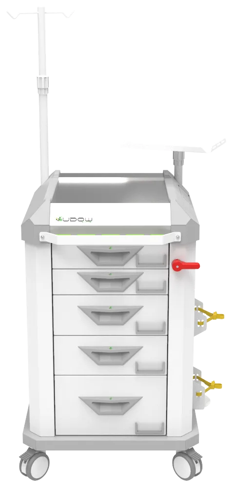 Carrinho de emergência BCT Basic Cart 002 da Udow Tecnologia, acabamento cinza
