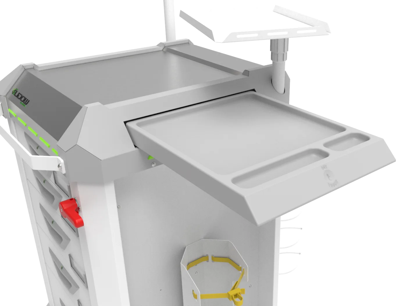 Carrinho de emergência BCT Basic Cart 002 da Udow Tecnologia, acabamento cinza