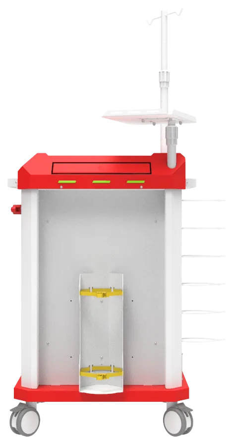 Carrinho de emergência BCT Basic Cart 002 da Udow Tecnologia, acabamento vermelho