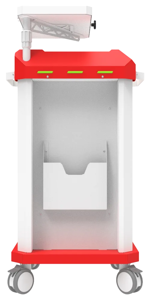 Carrinho beira-leito BDP Basic Dispenser 001 da Udow Tecnologia, acabamento vermelho