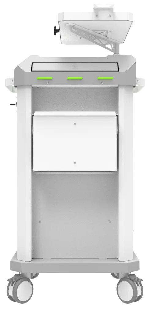 Carrinho beira-leito BDP Basic Dispenser 002 da Udow Tecnologia, acabamento cinza