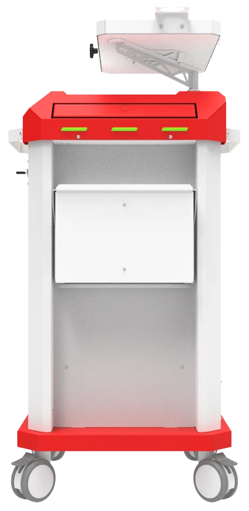 Carrinho beira-leito BDP Basic Dispenser 002 da Udow Tecnologia, acabamento vermelho