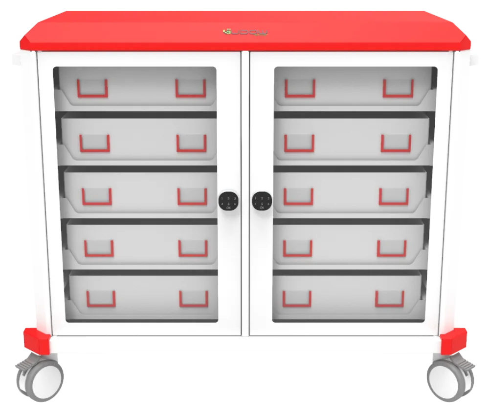 Carrinho de transporte BTC Basic Transport Cart 002 da Udow Tecnologia, acabamento vermelho