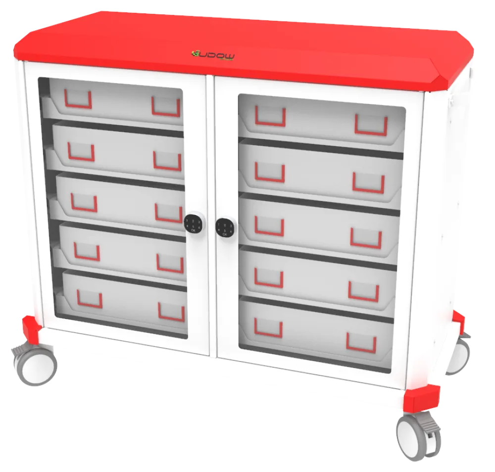 Carrinho de transporte BTC Basic Transport Cart 002 da Udow Tecnologia, acabamento vermelho